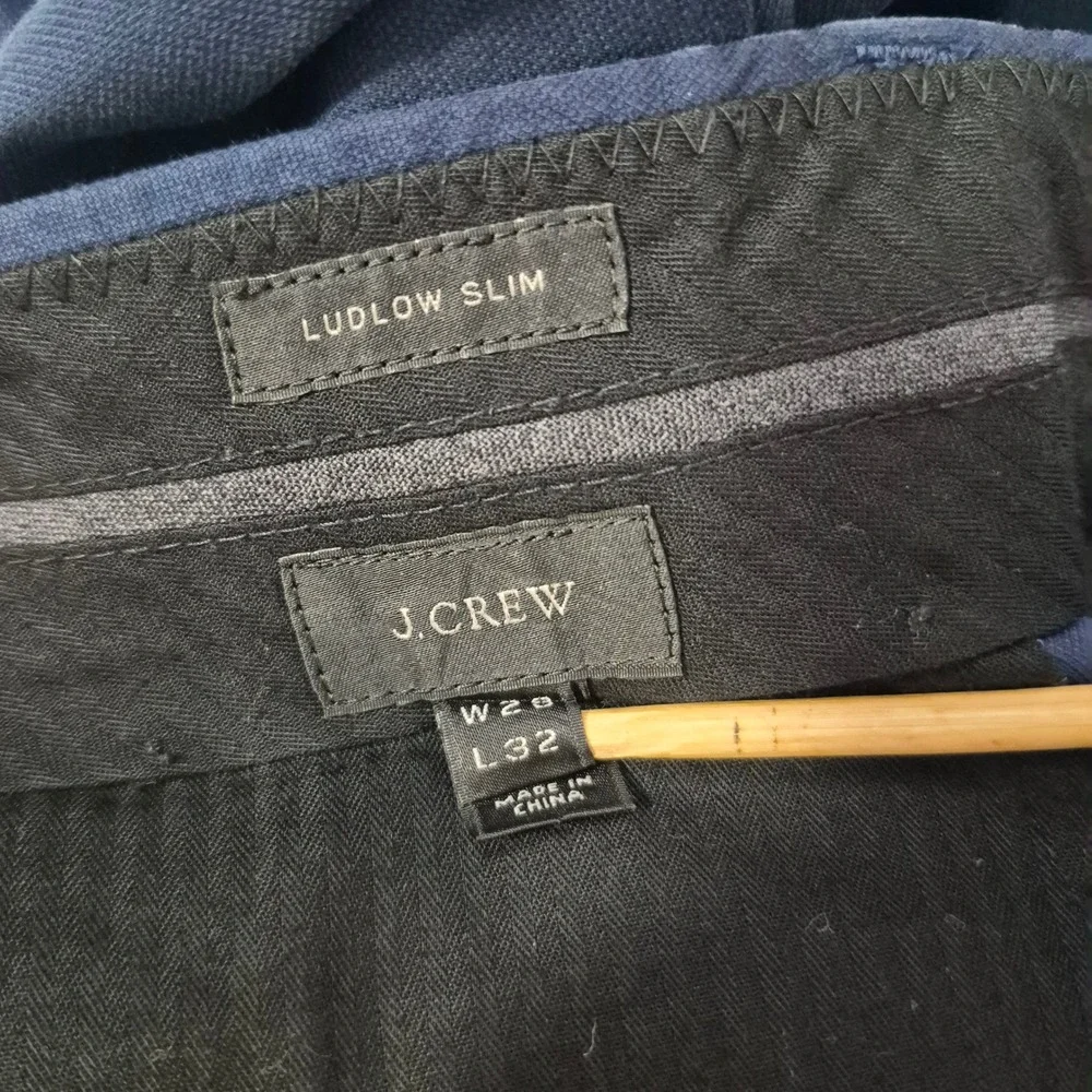 J.Crew Ludlow Slim Suit Men 34S 29x32 Classic Cotton Italian Fabric Navy Blue